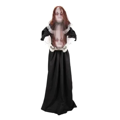Haunted Hill Farm 5.3-Ft. Creepy Lady Holding Plate Halloween Animatronic
