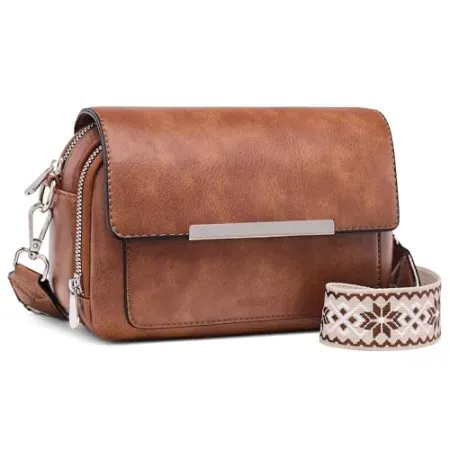 Roulens Small PU Leather Crossbody Bag w/ RFID Blocking Pocket