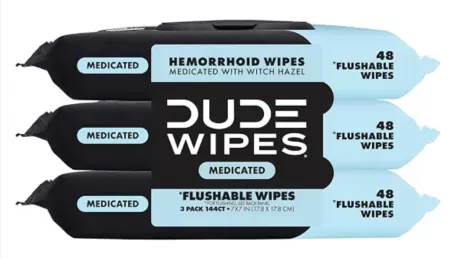 144-Count DUDE Wipes Medicated Hemorrhoid Flushable Wipes