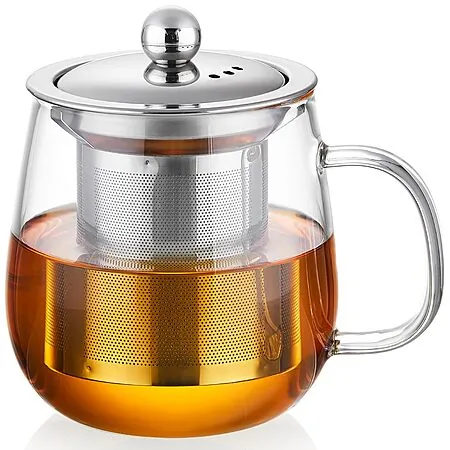 14.5-oz Dopudo Clear Borosilicate Glass Tea Cup w/ Stainless Steel Infuser & Lid