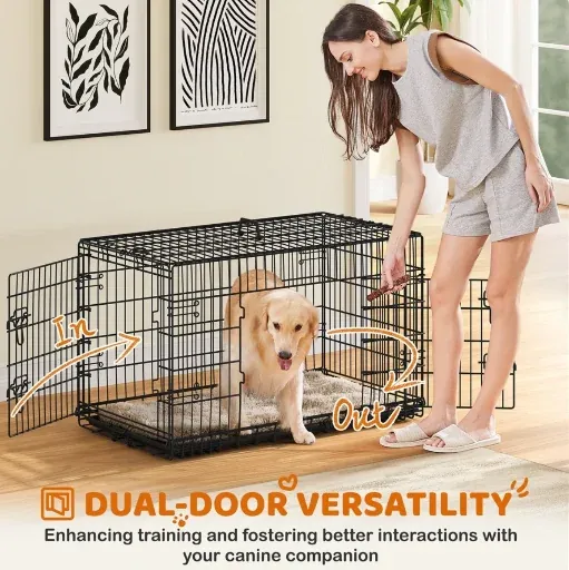 Alden Design 42" Dog Crate with 2 Doors and Pull-out Tray