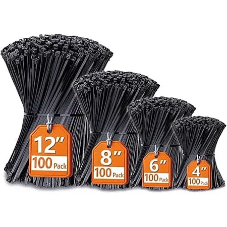 400-Pk Black Cable Zip Ties (Various Sizes)