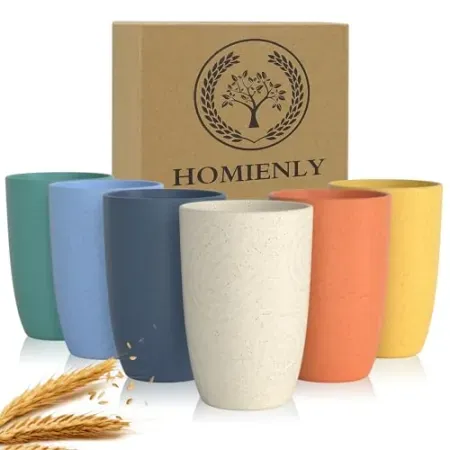6-Piece 12oz Homienly Wheat Straw Unbreakable Drinking Cups