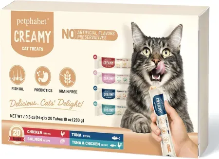 20 Tubes PETPHABET Lickable Cat Treats Squeeze Pastes