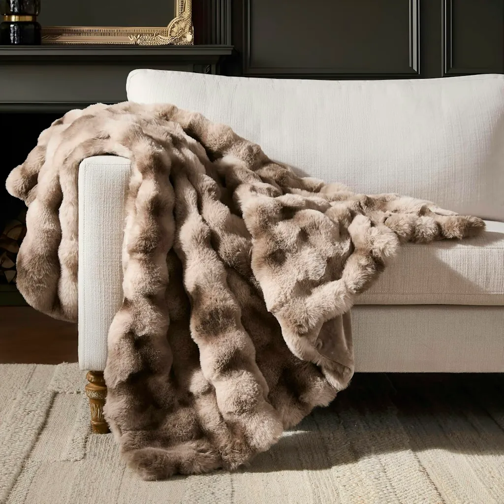 Luxury Bubble Faux Rabbit Fur Throw Blanket