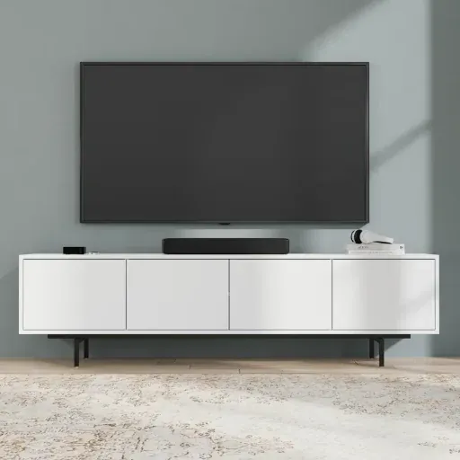 Latitude Run Cambridge 74.5" 4 Door TV Console for TVs up to 85" (White)