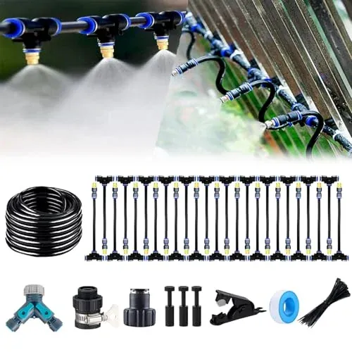 98FT Drip Irrigation Kit with 25 Sprayers & Brass Misting Nozzles