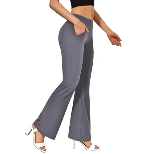 CADITEX Flare Leggings with Pockets Bootcut Yoga Pants Grey M