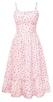 Belle Poque Vintage Floral Midi Tea Party Cocktail Dress