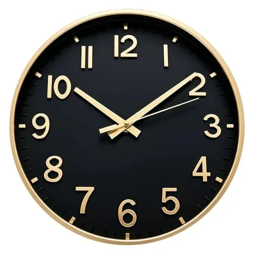 HZDHCLH 8 inch Wall Clock Silent Non Ticking Modern 3D Numbers