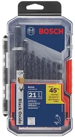 21-Piece BOSCH BL21A Assorted Set Black Oxide Metal Drill Bits