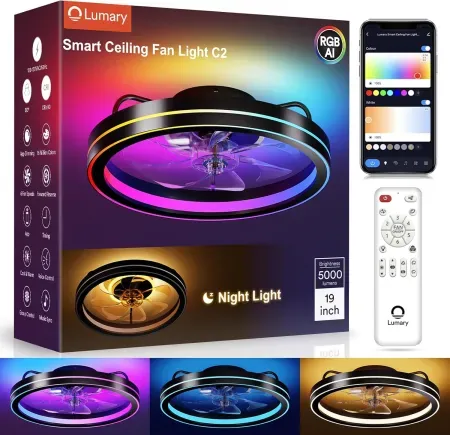 Lumary 19" Smart Ceiling Fan Light w/ Nightlight