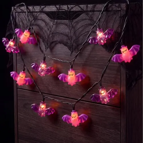 8.5FT 10 LED Purple Bat String Lights