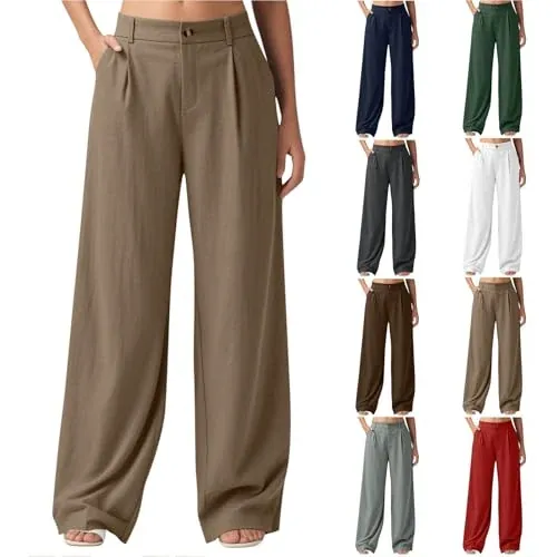 Flowy Straight Leg Pleated Slacks