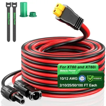 Bateria Power 10' 12AWG Solar Connector to XT60 Extension Cable