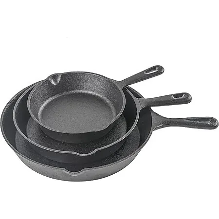 3-Pc Commercial CHEF Cast Iron Skillet Set (8", 10", 12")