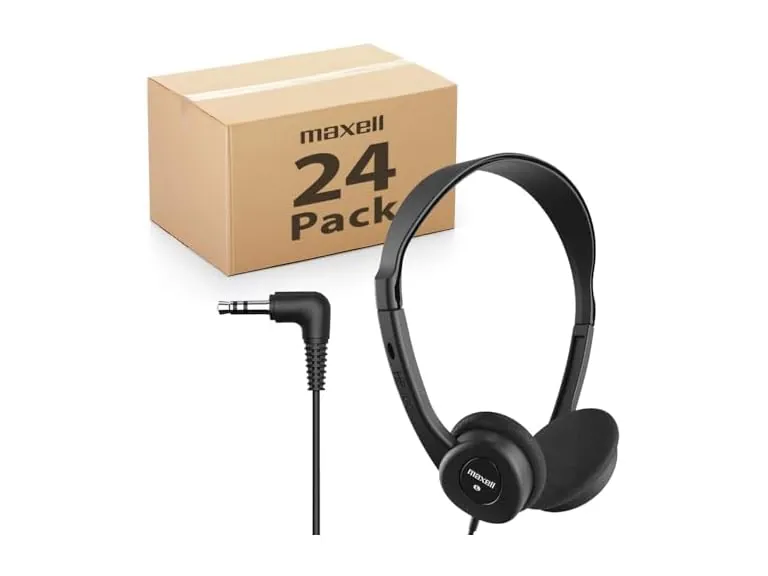 24-Pack Maxell Teachers Stereo Headphones with 3.5mm Cord and 6-Foot Length