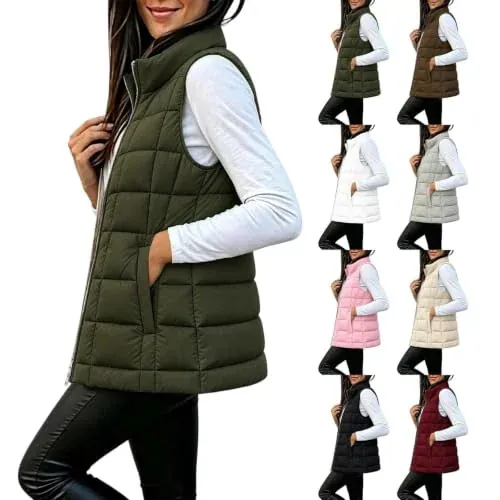 Winter Lightweight Zip Up Sleeveless Puffer Vest