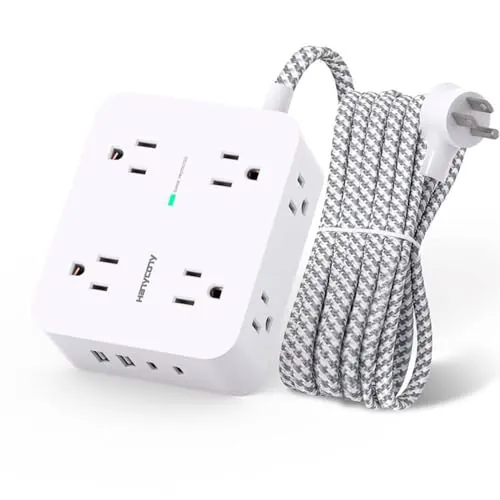 HANYCONY Surge Protector Power Strip 1080J 5 Ft 8 Outlets 4 USB Ports (2 USB C)
