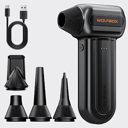 Open Box: 3-Speed Wolfbox MF60 Electric Compressed Air Duster w/ 5 Nozzles