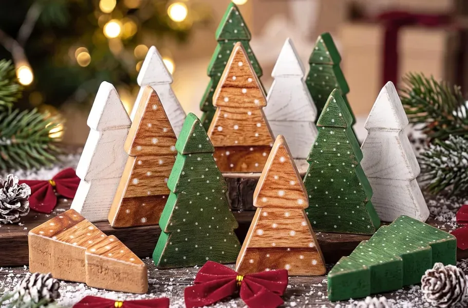 Wooden Christmas Tree Decor 18-Pack