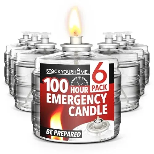 Stock Your Home 6-Pack 100-Hour Liquid Paraffin Emergency Candles (Unscented)