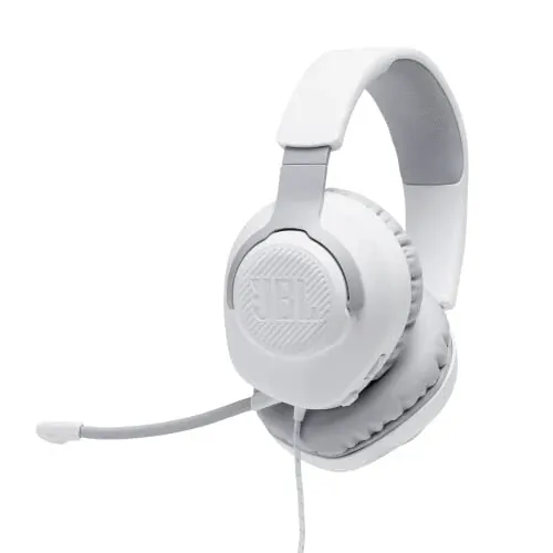 JBL Quantum 100 Wired Over-Ear Gaming Headphones Large, White