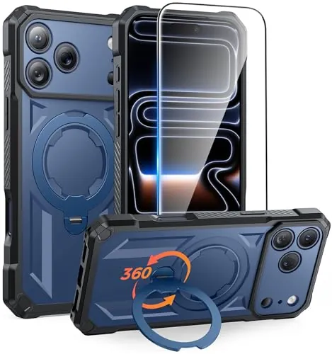 iPhone 17 Pro Max/18 Pro Max Case with 360 Spin Magnetic Stand