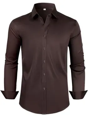 Ficovis Long Sleeve Button Down Men's Dress Shirt