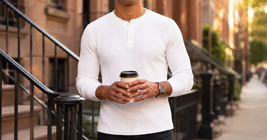 Men’s Waffle Henley Shirt