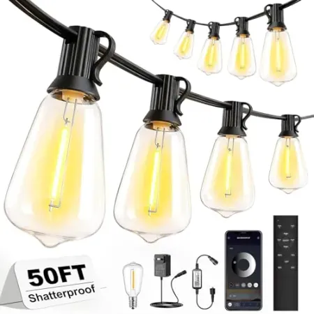 50' Skoiuc Waterproof LED Edison String Lights