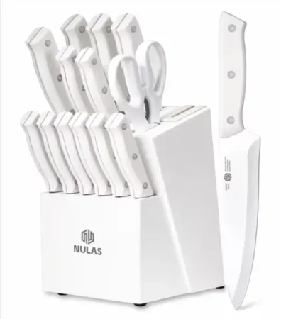 14-Piece NULAS Kitchen Knife Set with Block, Built-in Sharpener