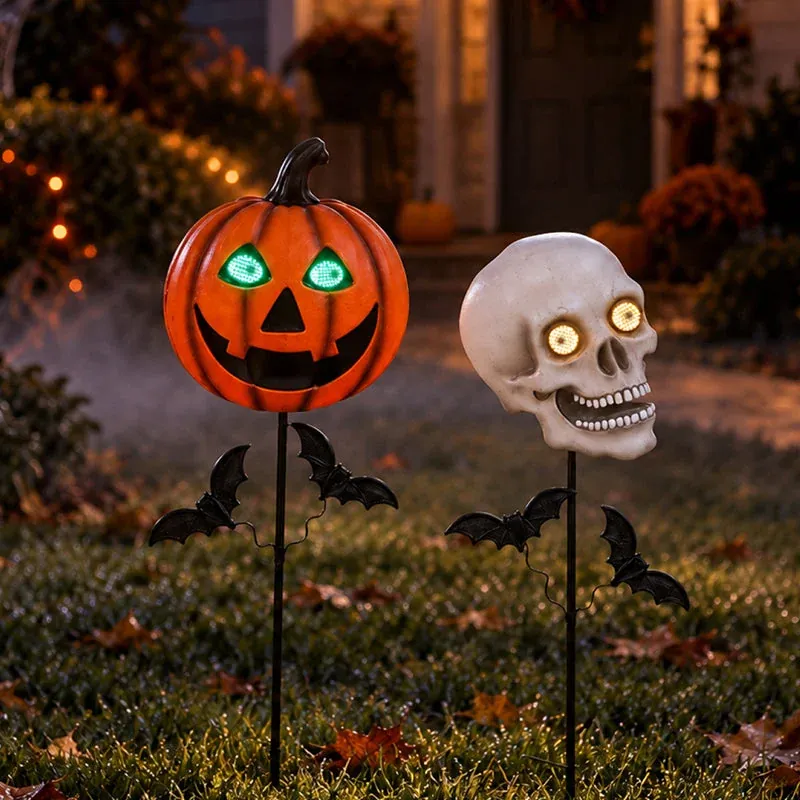 39" Lakeside Animated Halloween Stake Skull or Jack-O'-Lantern w/ Moving Eyes