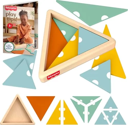 Fisher-Price Wood Montessori Triangle Puzzle Learning Activity 10 pcs
