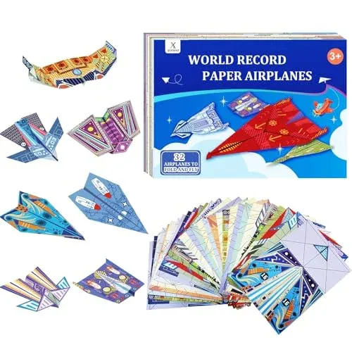 Xuoent 32-Sheet Paper Airplane Kit w/ 16 Classic Designs