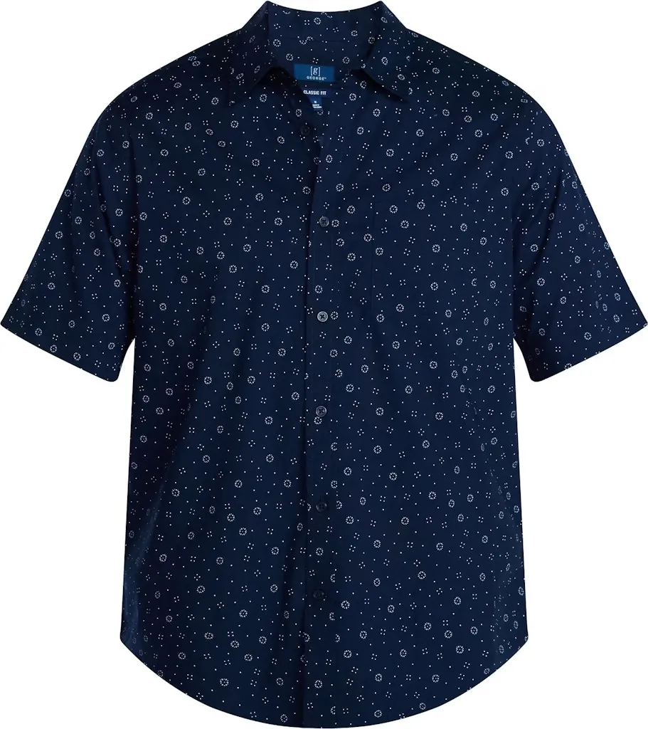 George Men's Modern Fit Poplin Button Up Short Sleeve Shirt