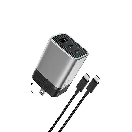3-Port CUKTECH 65W GaN USB-C Fast Charger w/ PD, PPS & 3.3' USB-C Cable