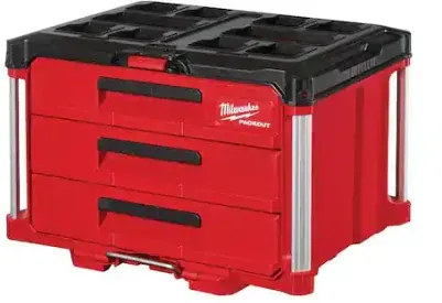 Milwaukee PACKOUT 22 inch Modular 3-Drawer Tool Box with Metal Reinforced Corners (In-Store Clearance Price)
