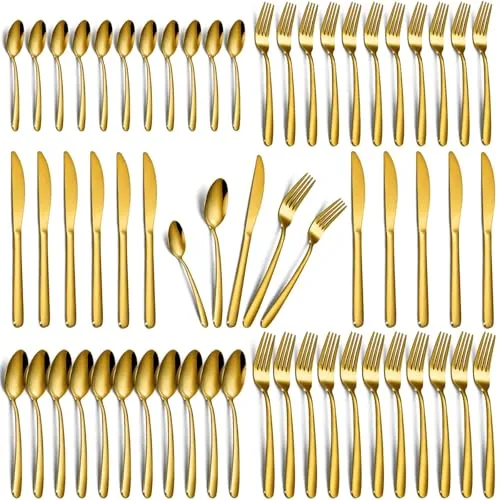 60-Piece Gold Silverware Set
