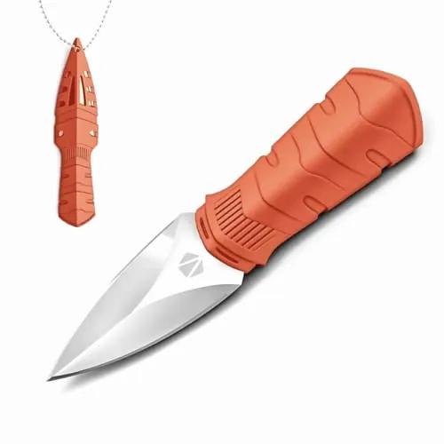 6" Reat 440C Steel Fixed Blade Neck Knife w/ Sheath (Orange)