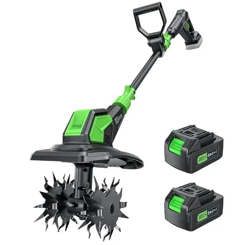 Etoolab 20V Cordless Electric Tiller with 2x4.0Ah Batteries