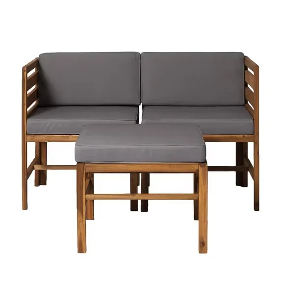 Walker Edison Modular Acacia Chairs and Ottoman