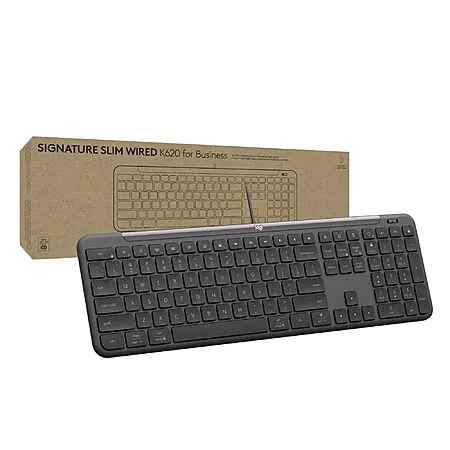 Logitech Signature Slim Wired K620 Full-Size Keyboard (Graphite)