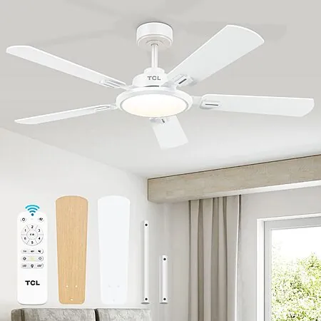 52" TCL Ceiling Fan w/ 6 Speeds, LED Light & Remote Control (2 Colors)