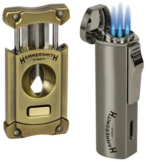 Hammersmith Triple Flame Torch Lighter w/ V-Cutter Combo Pack