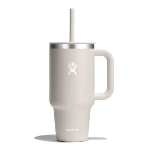 Hydro Flask 32-Oz Travel Tumbler w/ Handle, Straw Lid & Vacuum Insulation (Tonal Birch)