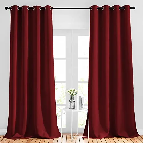 NICETOWN Extra Long Blackout Drapes 52x108 Burgundy, Set of 2