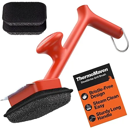 ThermoMaven Bristle-Free BBQ Grill Brush w/ 3 Replaceable Heads (2 Colors)