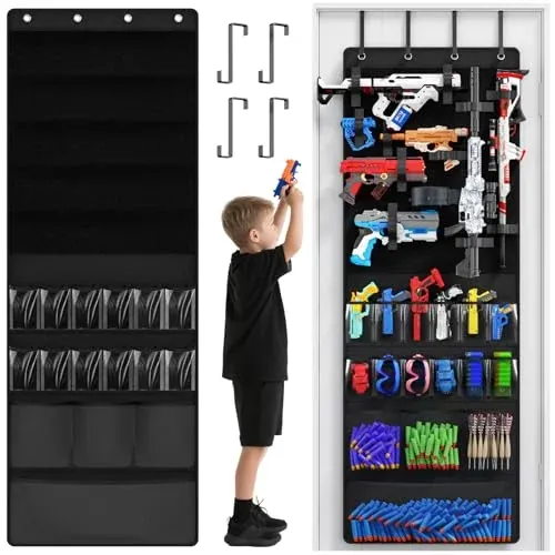 Mefirt Over the Door Storage for Nerf Guns, Toy Blasters Storage Organizer