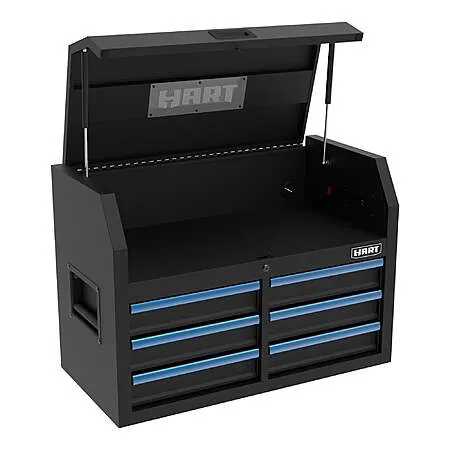 Hart 36" 6-Drawer Heavy Duty Locking Steel Tool Storage Chest (Black/Blue)